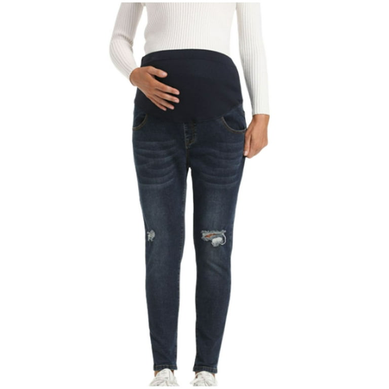WCMZJ Women's Ripped Maternity Jeans Over The Belly Motherhood and