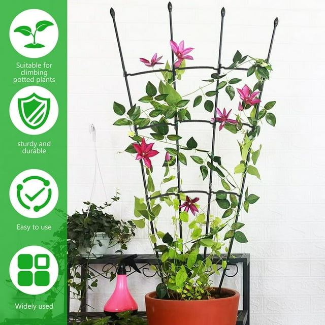 47.24inch Plant Trellis Rustproof Plant Growing Support Grid Metal Potted Plant Climbing Support Frame DIY Garden Plant