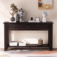 thumbnail image 2 of Console Table, Modern Narrow Side Table with 3 Storage Drawers and 1 Open Bottom Shelf, 55 Inch Long Entryway Sideboard Sofa Table with Wide Tabletop Surface and Solid Legs, Espresso, 2 of 8