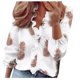 thumbnail image 2 of Puntoco Moda Mujer Cuello en V Camiseta de manga larga Estampado de verano Blusa suelta Volantes tops Puntoco Puntoco-3514, 2 of 6