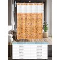 thumbnail image 6 of No Hook Cloth Fabric Shower Curtain with Snap in Liner, Orange Yellow Boho Waterproof Shower Curtains Set with See Through Top Window, Vintage Shabby Abstract Geometric Art Bath Curtains 72"x96", 6 of 6