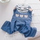 thumbnail image 5 of Anillo para mascotas, ropa para cachorros, ropa para gatos, pantalones con tirantes, nueva tracción en el pecho, espalda, jeans con cabeza de oso, blanco y negro, 5 of 5