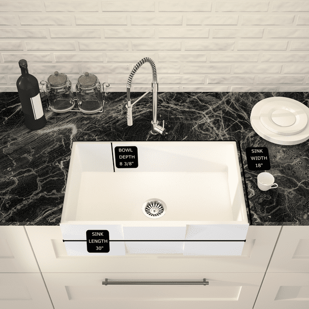 36 Inch White Farmhouse Sink Fireclay Porcelain Single Bowl A Front Kitchen With Silicone Mesh Com 36 Inch White Farmhouse Sink Fireclay, Marble Farmhouse Sink 36