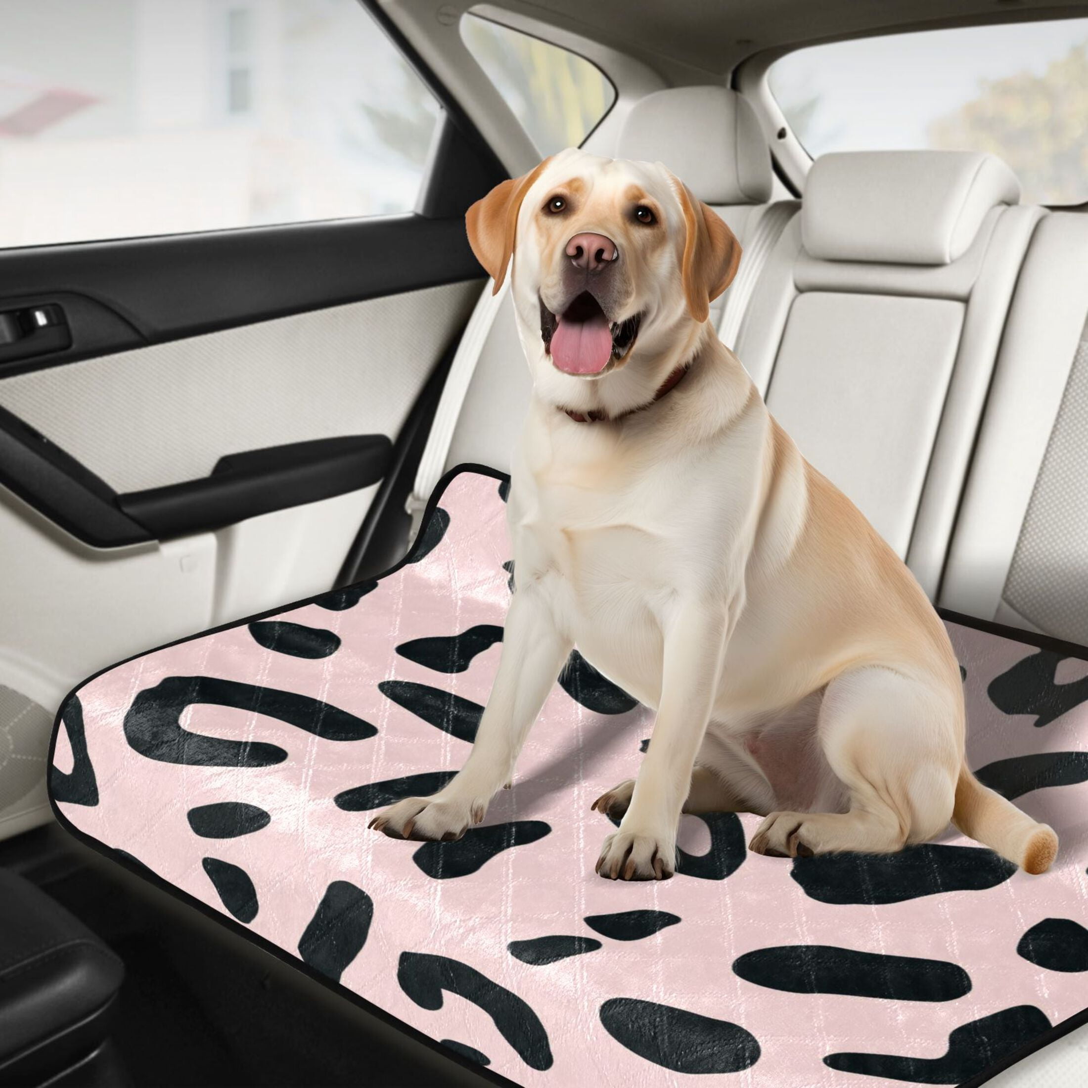Washable Pet Pee Pads with Super Absorbent Reusable Training Pads for Dogs & Cats Creamy Pink Leopard Print