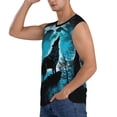 thumbnail image 3 of Balery Blue Full Moon Wolf Camisetas sin mangas para hombre, absorbe la humedad y protege contra el mal olor.-Medium, 3 of 7