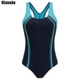 thumbnail image 1 of Traje de baño de entrenamiento de una pieza con espalda cruzada atlética conservadora para mujer, 1 of 5