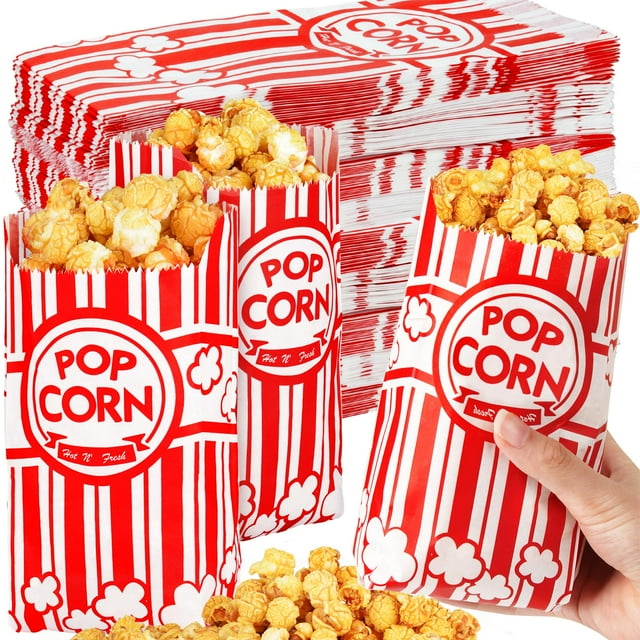 Bolsas de papel para palomitas Sudaya, 500 unidades, 30 ml, vintage, rojas y blancas