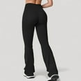 thumbnail image 5 of Women's High Waist Flared Leg Stretch Pants Smooth Fabric Seamless Waistband Active Lounge Bottoms - Medium, Black, 5 of 7