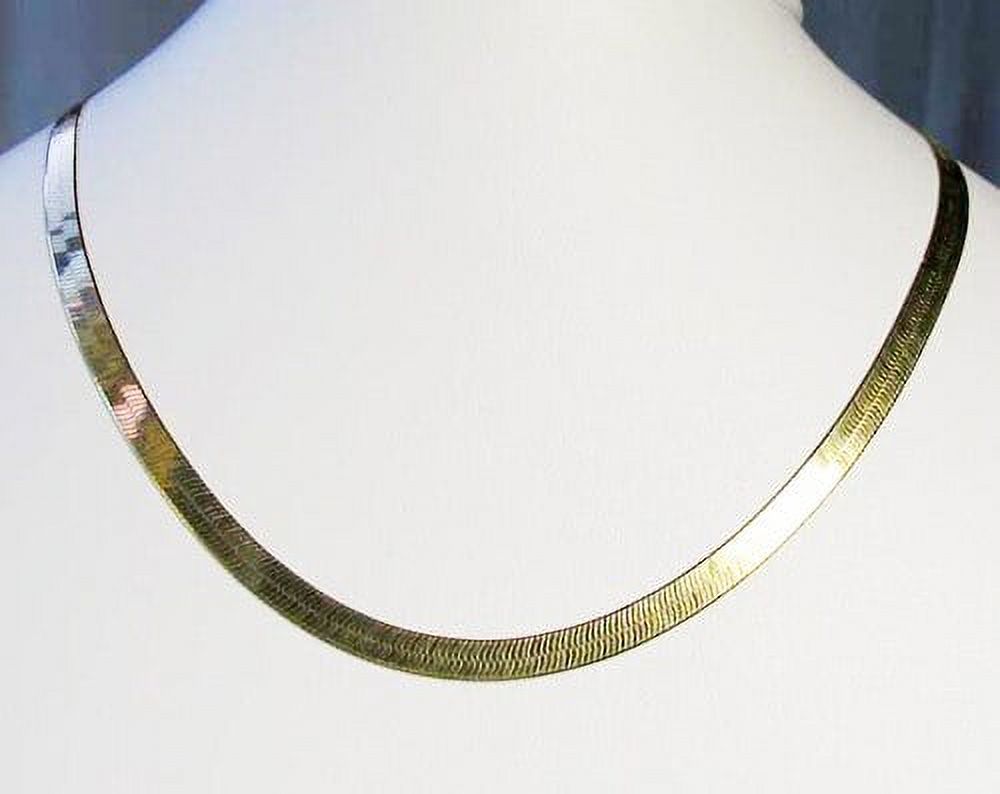 24" Vermeil 3mm Flex Herringbone Chain Necklace 10026F - image 2 of 4