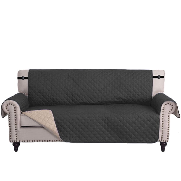 Xiao Hua Cojín para sofá de 2 plazas, funda para sillón gris oscuro impermeable y antideslizante, funda protectora lavable para sofá