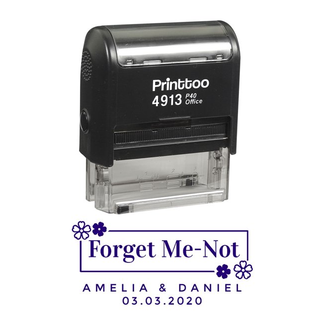 Printtoo Personalized Violet Self Inking Forget Me-Not Custom Wedding Favor Rubber Stamper-58 x 22 mm
