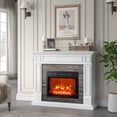 thumbnail image 3 of Duerer Electric Fireplace with Mantel, 44" Free Standing Fireplace Heater with Remote Control, Adjustable LED Flame, 1400W, White, 3 of 6