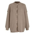 thumbnail image 6 of GEWSEY Womens Cropped Cardigan Knit Button Up Sweater 2025 Fall Lantern Sleeve Jacket Coats (Khaki, S), 6 of 7