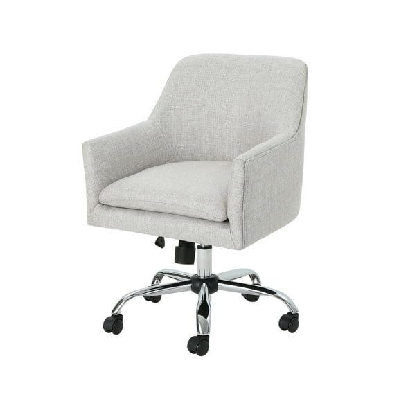 GDF Studio Morgan Mid Century Modern Fabric Home Office Chair, Beige and Chrome