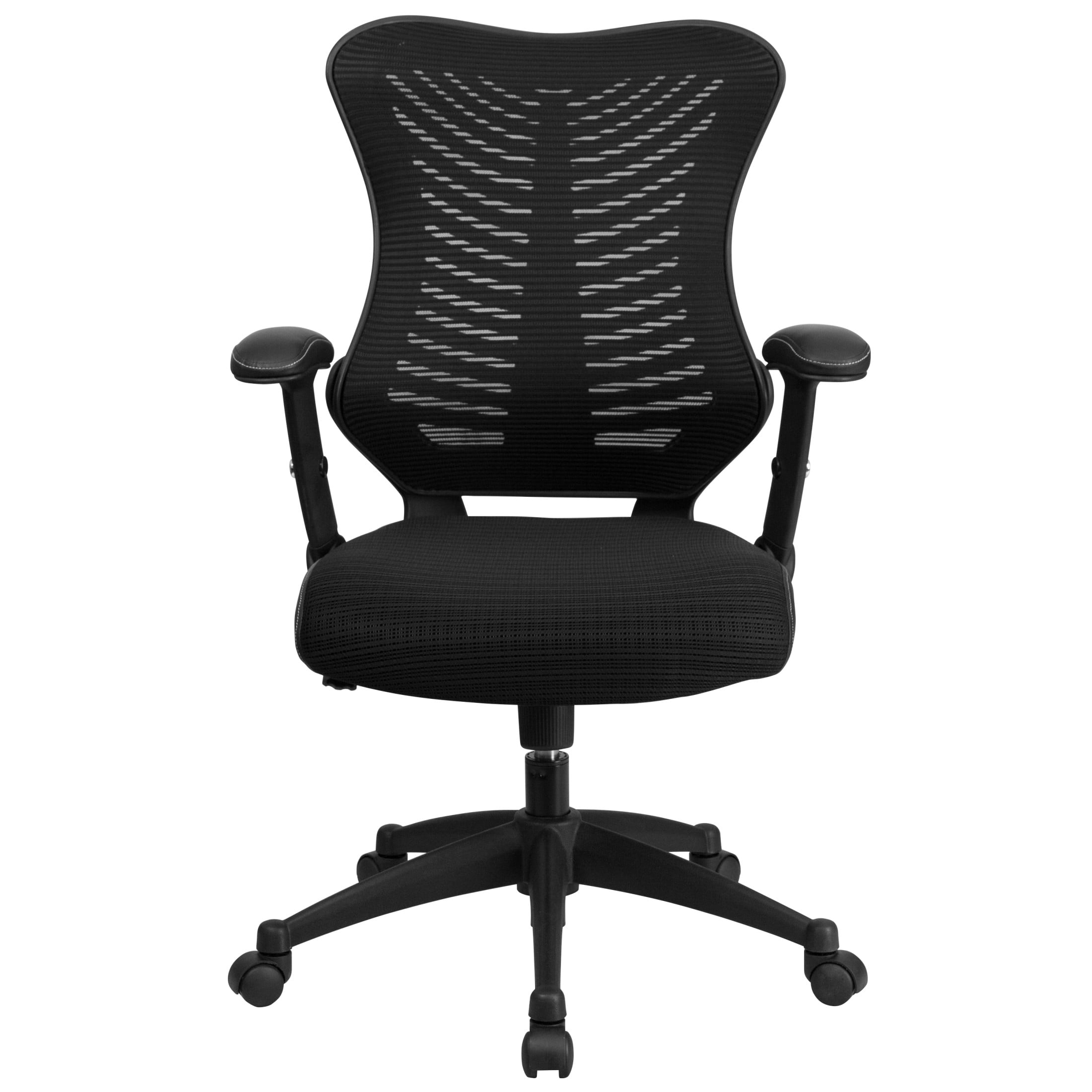 Emma + Oliver High Back Designer Black Mesh Executive Ergonomic Office Chair with Arms