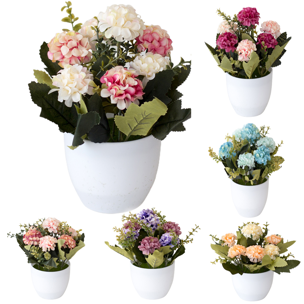 SPRING PARK Artificial Hydrangea Bouquet with Vase Fake Hydrangea