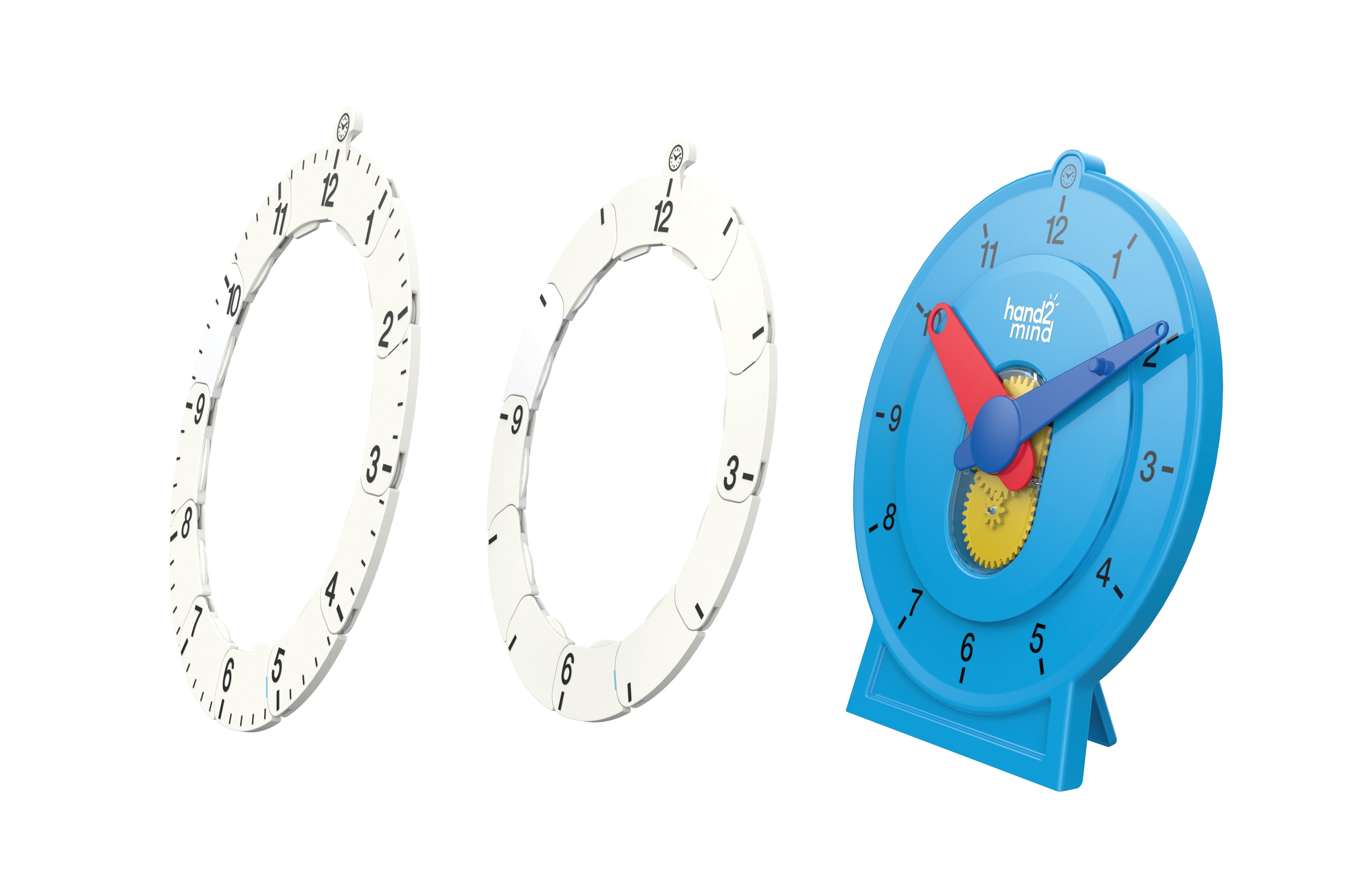 hand2mind Advanced NumberLine Clock, Telling Time Teaching Clock, Elapsed Time Clock, Analog Clock Learning for Kids, Middle School Clock Manipulatives, Teaching Time Classroom Clock (Set of 25)