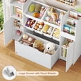 thumbnail image 3 of Homfa Kids Bookcase with 2 Doors and Drawer on Wheels, Toy storage Organizer with 6 Bins and Adjustable Shelves, for Kids Playroom, Nursery, White, 3 of 8