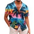 thumbnail image 1 of Shirt For Men Casual Fashion Summer Short Sleeve Buttons Printed T Shirt TopM, 1 of 5