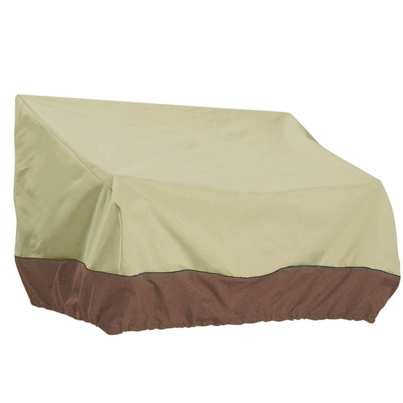 kurtrusly Housse de Chaise Imperméable Meubles Antipoussière Pliable Housses Banc Cordon de Serrage Ajustable Protecteur Organisateur Extérieur Pelouse Beige + Café