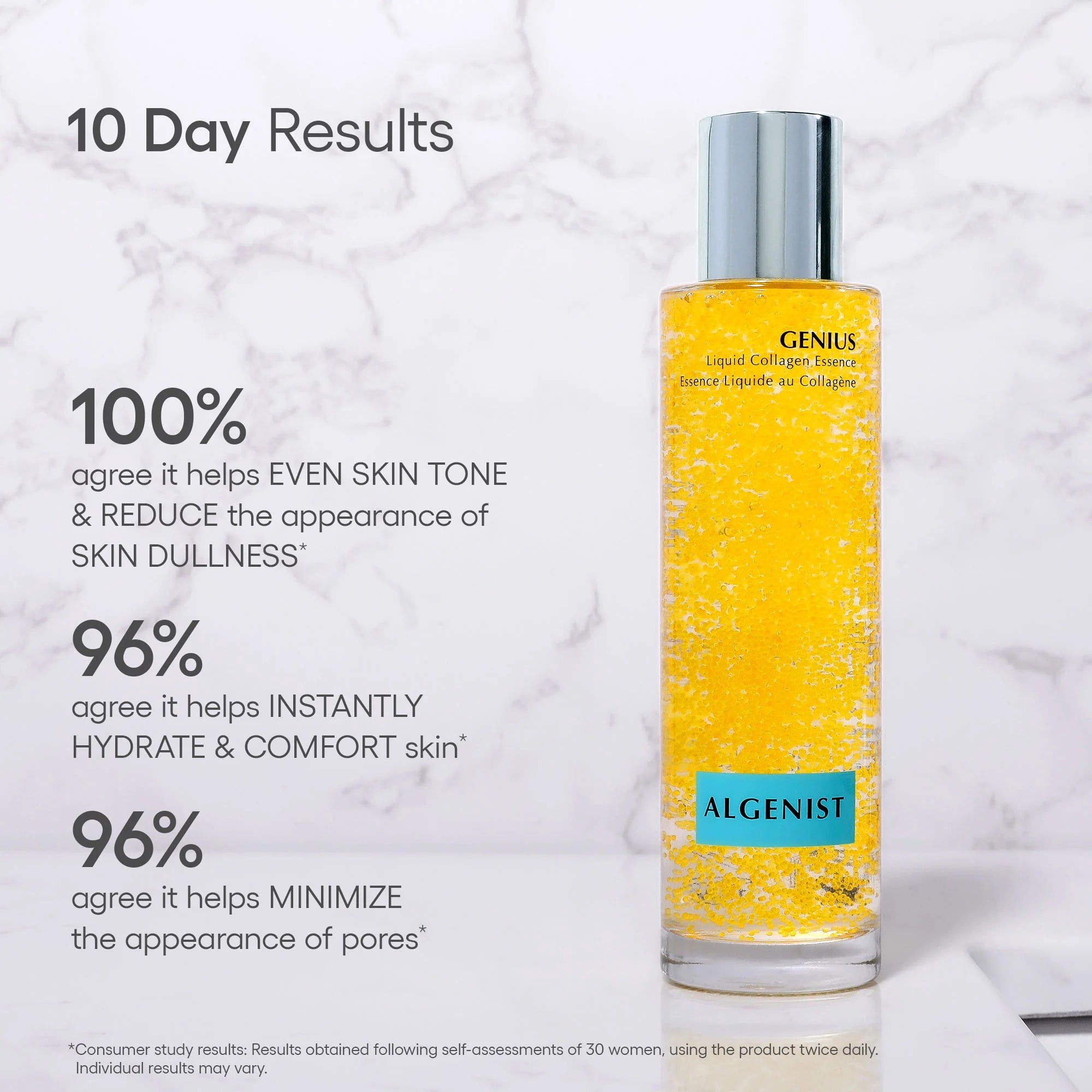 Algenist GENIUS Liquid Collagen Essence - Liquid Collagen Serum with Patented Alguronic Acid to Help Improve Skin Bounce, Elasticity & Radiance (3.4 oz)