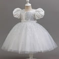 thumbnail image 2 of Toddler Tutu Dress Little Girls Fluffy Summer Dresses Casual Party Tulle Sundress for Kids 2-10Y White 5-6 Years, 2 of 5
