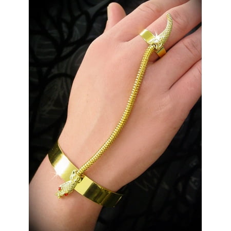 Gold Connected Snake Bracelet and Ring