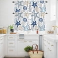 thumbnail image 3 of Summer Blue Khaki Starfish Kitchen Curtains Valances and Tiers Set of 3 Coastal Ocean Coral Tier Curtains and Valance with Rod Pocket for Small Windows, 27.5"x36", 3 of 9