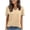 Khaki, variant on Paiwinds Women's Short Sleeve T-Shirt Fashionable Solid Black Top with Gold Metallic Trim Round Neck Casual Blouse