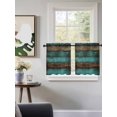 thumbnail image 3 of Vintage Teal Stripe Tier Curtains 36 Inch Length, Sheer Curtains for Bedroom Living Room Window Farmhouse Shabby Turquoise Rod Pocket Drapes Kitchen Curtains Small Half Window 27.5"x36" 2 Panels, 3 of 6