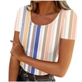 thumbnail image 1 of Camisetas Casuales de Manga Corta de Mujer Color Sólido Cuello Redondo Camiseta de Poliéster Top Ligero, Blusa Casual para Verano Primavera Diario, 1 of 4