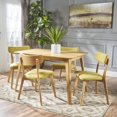 thumbnail image 2 of Noble House Alexa Mid Century Natural Oak Wood Green Tea 5 Piece Dining Set, 2 of 9