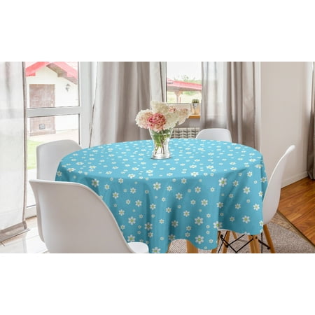 

Floral Round Tablecloth Delicate Illustration Flower Motifs Spring Time Blossoms Ornaments Circle Table Cloth Cover for Dining Room Kitchen Decor 60 Pale Sky Blue Yellow by Ambesonne