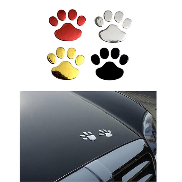 2 piezas/juego de pegatinas para coche, diseño genial, huellas de patas de perro en 3D, calcomanías para coche