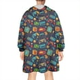 thumbnail image 2 of Wearable Oversized Blanket,Colorful Games Retro Black Pattern Wearable Blanket Hoodie for Adults,Cozy Hooded Blankets with Super Pockets,Super Warm Fuzzy Pullover for Women & Men, 2 of 6