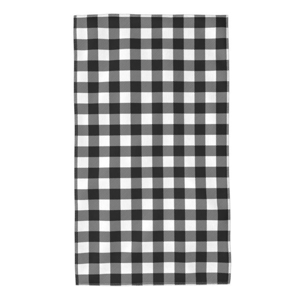 Fotbe Black White Plaid Toalla Premium con Patrón, Toalla de Microfibra de Secado Rápido, Ligera y Altamente Absorbente (27.5x16in), Ideal para Uso Diario