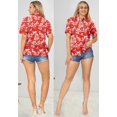 thumbnail image 3 of HAPPY BAY Women's Short-Sleeve Summer Blouses Fashion Beach Bohemian Party Vacation Relaxed Fit Button Down Hawaiian Shirt L Hibiscus, Red, 3 of 5