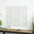 thumbnail image 3 of DecMode White Wooden Handmade Intricately Carved Floral Wall Decor (3 Count), 3 of 14