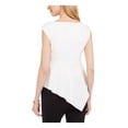 thumbnail image 2 of ADRIANNA PAPELL Womens White Ruched Zippered Sleeveless Peplum Top Petites 4P, 2 of 4