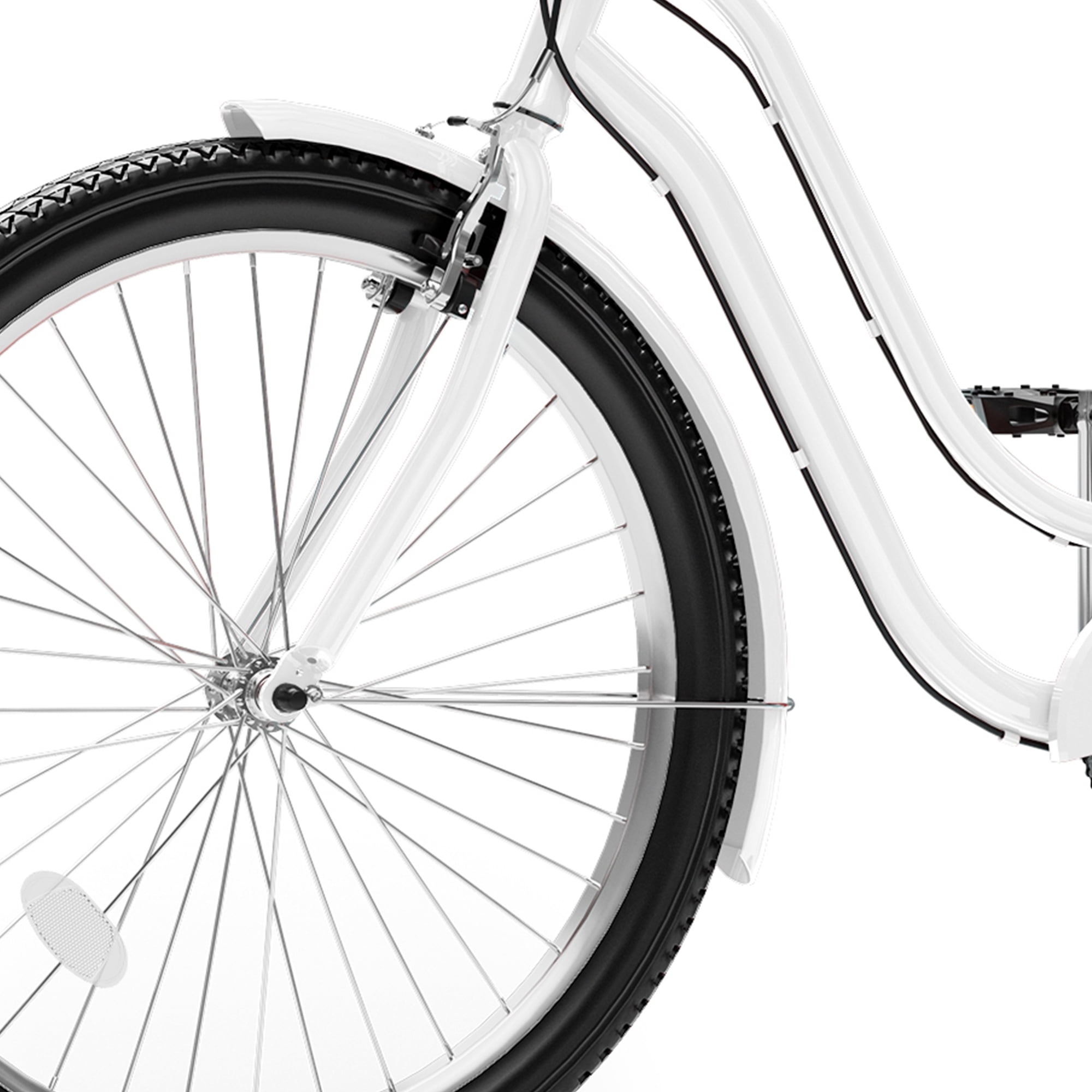 Uforic 24 Inch Beach Cruiser Bike, 7 Speed Commute Bike, Step-Through Bicycle for Adult Women & Men, Steel Frame Cruiser Bike, White