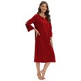 thumbnail image 4 of Xmarks Women's Long Nightgown 3/4 Sleeve Nightshirt Sleepwear Cute V Neck Nightdress Side Slit Sleeve Sleep Pajamas Dress Mid-Calf Length Loose Casual Dress Soft Ladies House Dress, S-2XL, 4 of 6