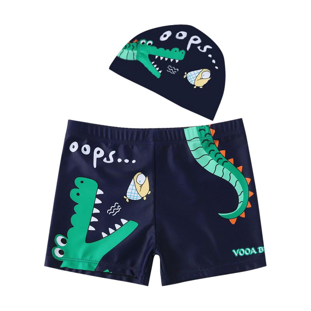 Amberetech Toddler Baby Boys Dinosaur Swim Trunks Shorts Kids Elastic Waist Drawstring Summer Swimsuit Swimwear Suit 