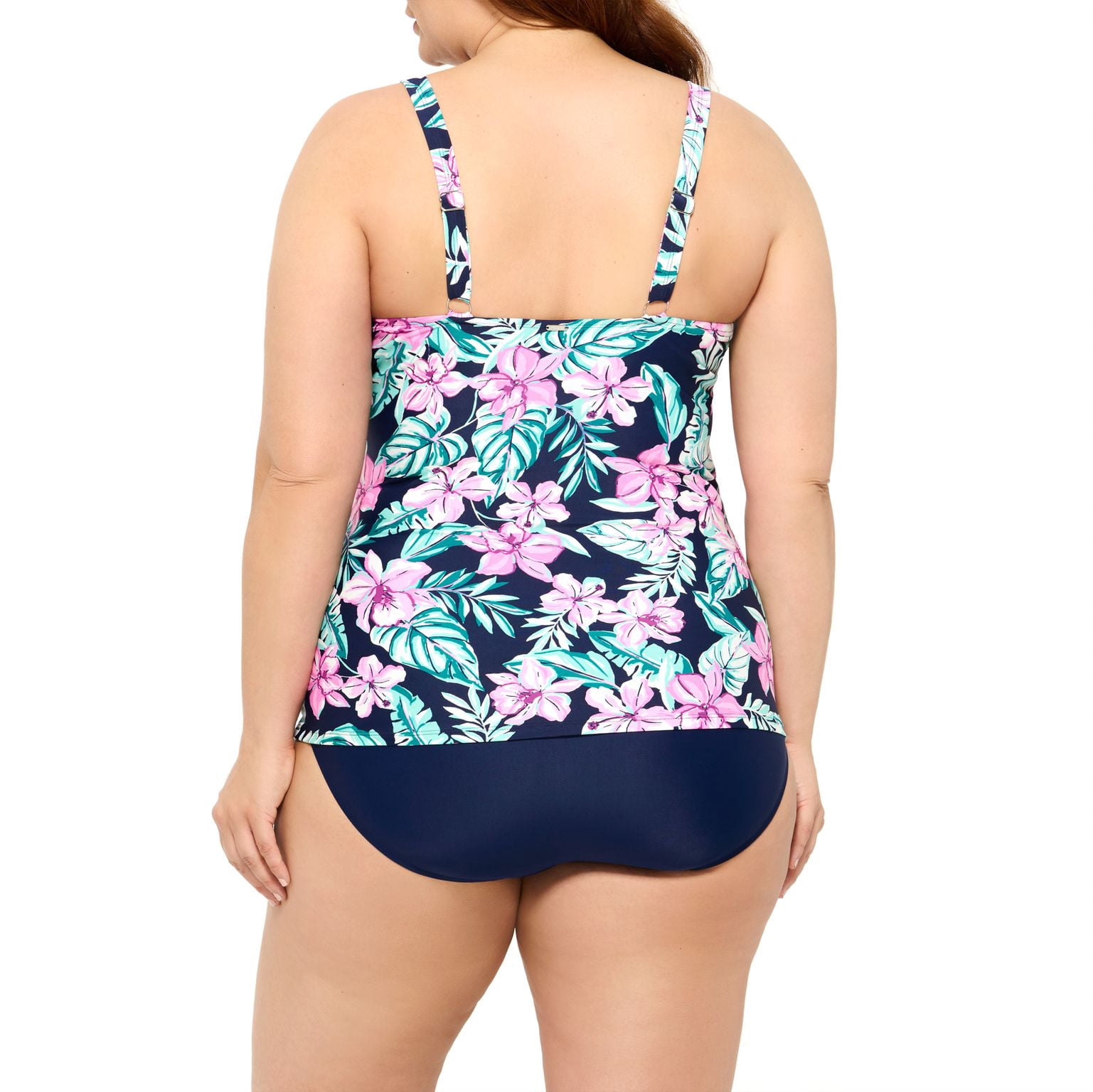 Christina Blue Full Figure Floral D-Cup Tankini Plus Size