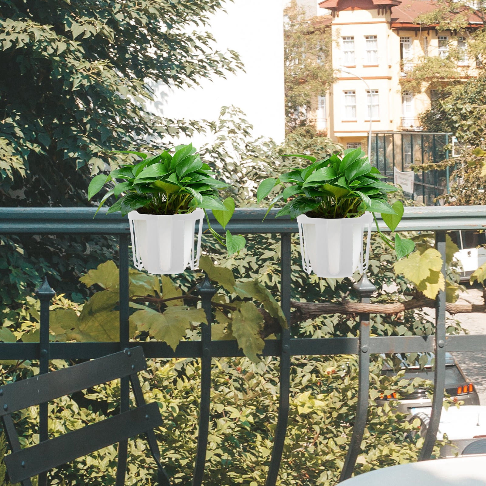 HINTRMENT 4pcs Outdoor Balcony Orchid Pot Container White Plastic Rustic Design Easy Maintenance