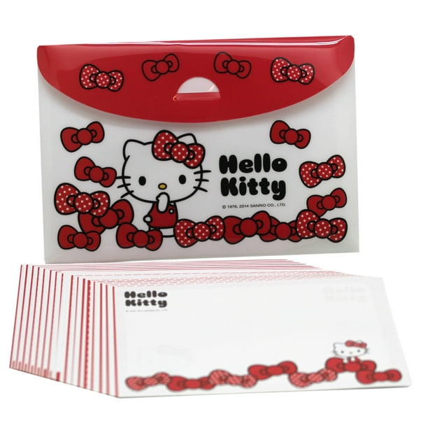 hello kitty red and white stationery post cards wenvelope holder