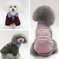 thumbnail image 3 of Flmtop Pet Cat Letter Printed Fake Two Pieces Turn-down Collar Sweater Dog Clothes Wine Red, 3 of 9