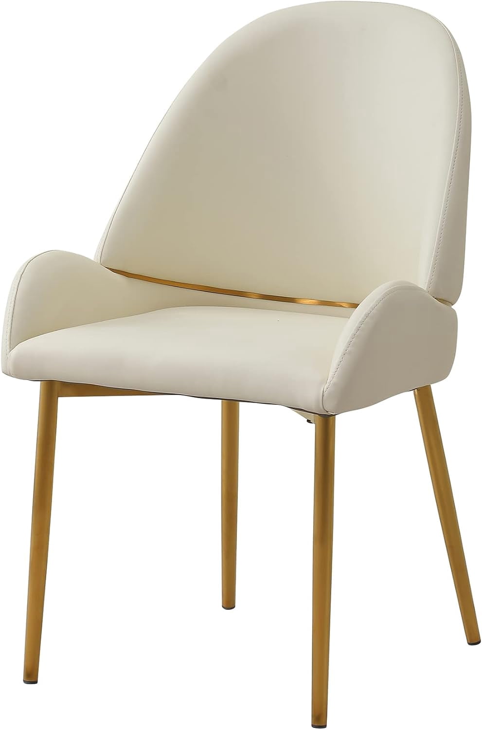 Montary Contemporary Dining Chairs Set of 2 - Waterproof PU Leather Seats, Beige Metal Legs for Kitchen/Office