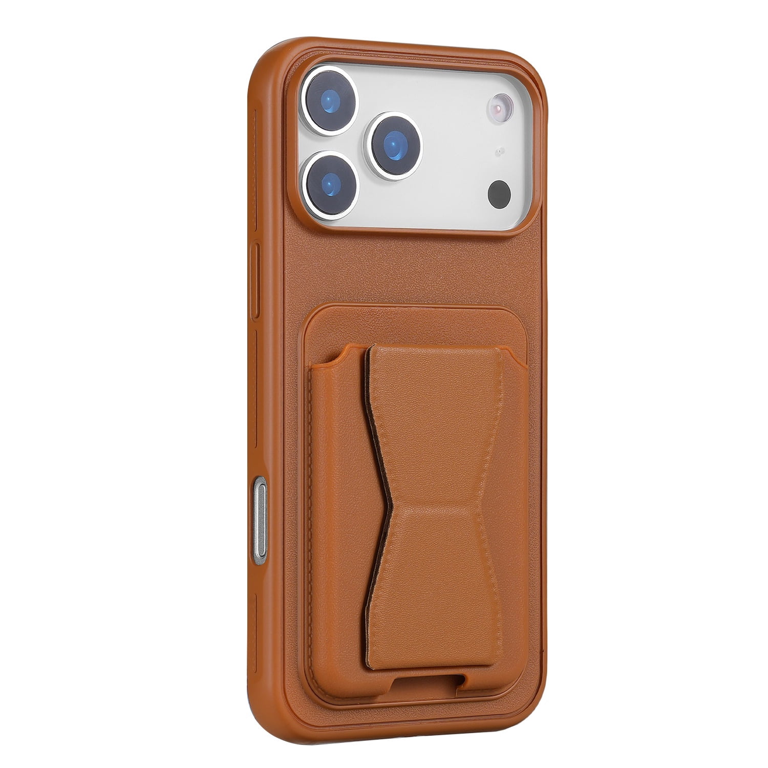 Magnetic Leather Wallet Stand Case Designed for iPhone 17 Pro - Brown
