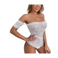 thumbnail image 4 of TRKIYQC Mujer Corto Sexy Encaje Body Color Sólido Barco Cuello Una Pieza Señora Mono Lencería TRKIYQC moda, 4 of 9