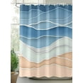 thumbnail image 2 of Fsddascl Blue Shower Curtain Set - Long 72" x 84" Bathtub Curtain with 12 Hooks, Ocean Wave Stripes Modern Abstract Beach Geometric Waterproof Fabric Stall Shower Curtains for Bathroom/Bathtub, 2 of 6